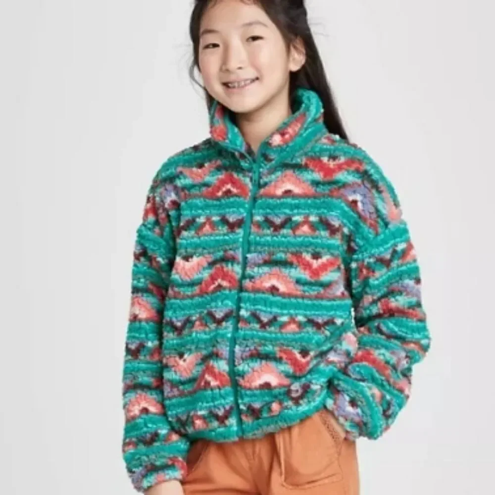 NWT Art class fuzzy zip up sweater